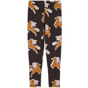 Mini Rodini GOTS Horses Printed Leggings Black 128/134 cm - Bottoms - 128/134 cm - Black
