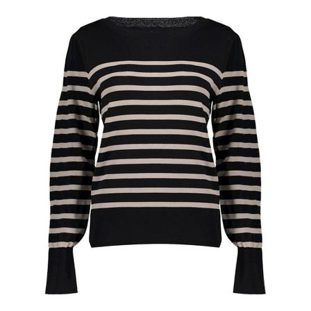 Geisha, Pull Shoulderpleads Stripes Zwart, Dames, Maat:M,Viscose,gestreept