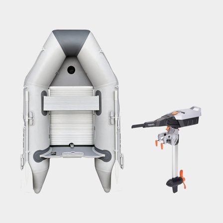 Inflatable boat / dinghy with electric outboard RUBB 230 Pro, aluminium floor, grey + Torqeedo Travel S (Short), Essential Package, 3 hp, 1100 W, 