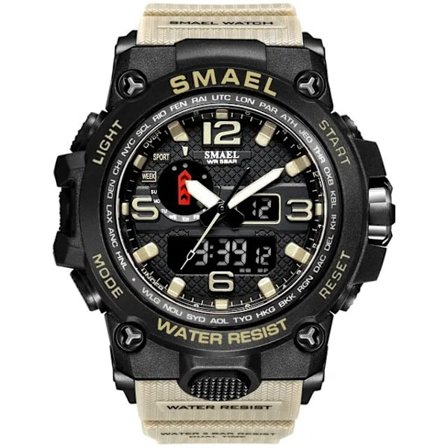 SMAEL Ny Klocka Herr 50M Vattentät Klocka Alarm Reloj Hombre 1545D Dubbel Display Armbandsur Kvarts Militärklockor För Män