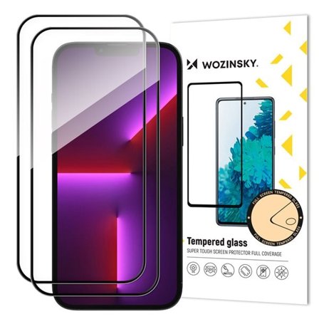 2 st. Helskärm härdat glas med ram Case Friendly Wozinsky Full Glue iPhone 15 Pro Max - svart