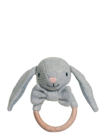 Teddy Baby, Organic Rattle, Rabbit, Knitted Grey Teddykompaniet