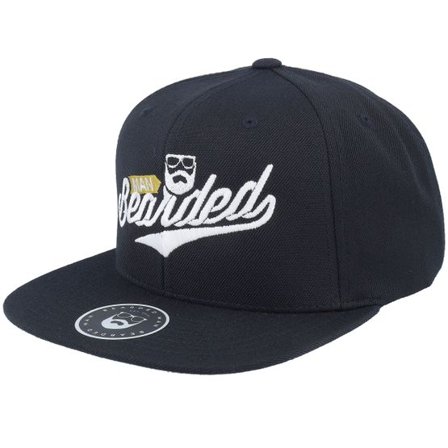Bearded Man - Svart snapback Keps - Bearded Script Black Snapback @ Hatstore