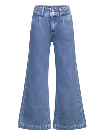 Wide Pleated Denim Pant Jeans Bootcut Jeans Blå Tommy Hilfiger*Betinget Tilbud
