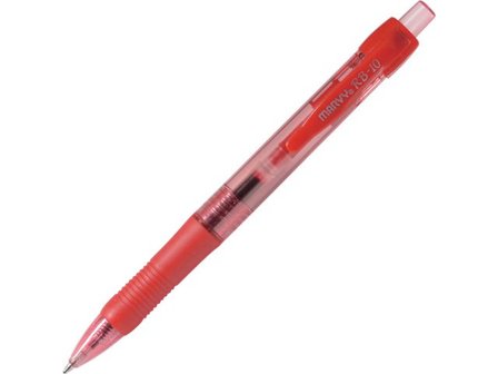 MARVY Kulpenna, RB-10, genomskinligt rött skaft med greppzon, rött bläck - Lyreco - Kontorsmaterial - Pennor - Kulpennor