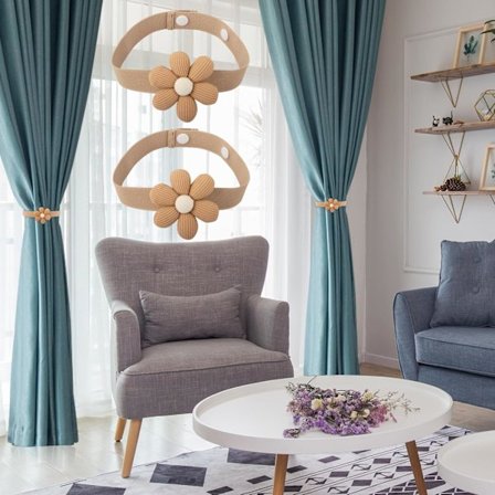 Kukkaverhopoimutussetti 2 kpl (Khaki), Polyesteriverhopoimutukset,