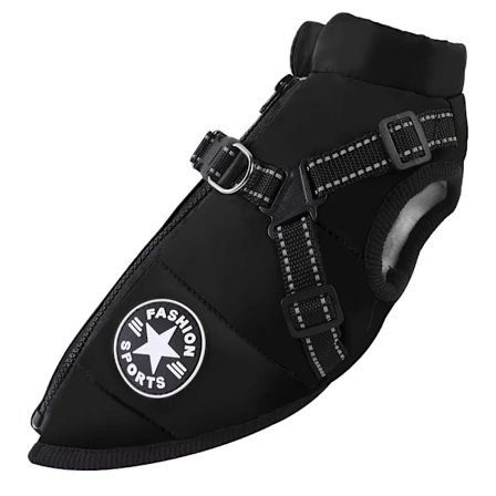 Varm Vattentæt Jakke Med Sele Til Hund Vinter Komfortabel Bomuldsjakke Vatteret Vest Til Små Mellemstore Hunde Lilla Blå XL XL Sort