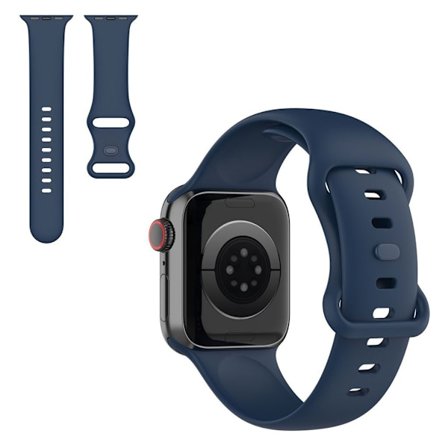 Apple Watch 42mm - 44mm ensfarvet silikoneurrem - Marine Blå / Størrelse: S