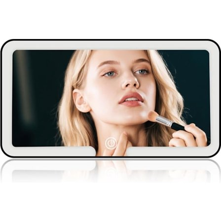 LED-speil for bil med lys - Justerbar belysning med 3 farger - Smart touch - Type-C-lading - Kompatibel med de fleste biler