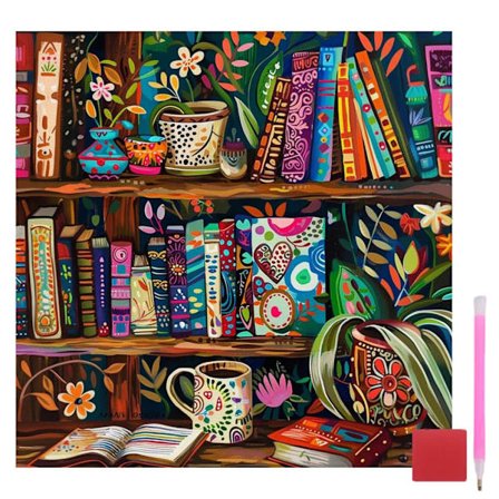 Bog Diamant Maleri Sæt til Voksne, Diamant Kunst Sæt til Voksne, DIY 5D Diamant Maleri Sæt til Begyndere Hjem Vægdekoration 35x35 cm/14x14 tommer