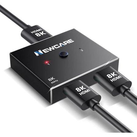 2025 Senaste Modell 8K HDMI-switch 4K@120Hz, Aluminium HDMI 2.1-switch 2 in 1 ut, HDMI-splitter Stöder 8K@60Hz HDR10+ 48 Gbps 3D
