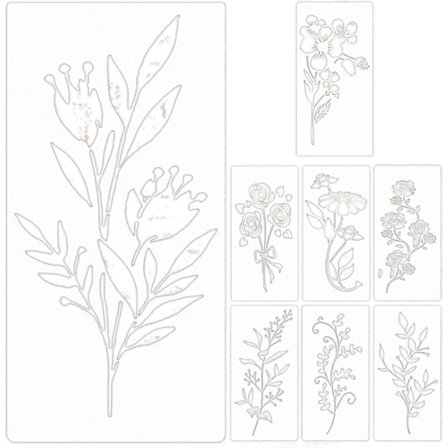 Maalausmallineet | Eloisa kukkamallineiden sarja puulle maalaamiseen | Uudelleenkäytettävä, pestävä