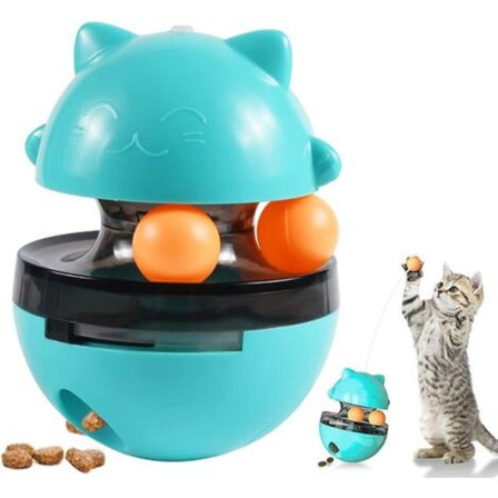 1 stk katteleke, katteleke med morsom kattpinne, interaktiv katteleke for matdispenser, interaktiv katte-tumbler-leke, kattebal