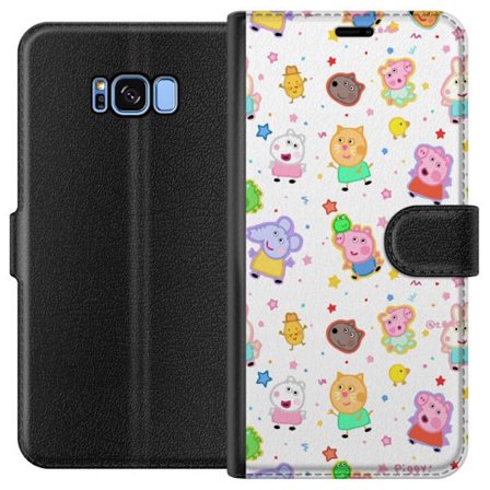 Yhteensopiva Lompakkokotelo Samsung Galaxy S8 Värikkäät piirretyt eläinhahmot leikkisässä tyylissä tähtien ja pisteiden kera vaalealla taustalla