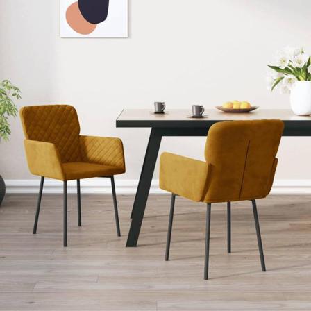 Vidaxl Matstolar 2 St Brun Sammet Brun