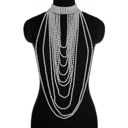 Dame Perle Sjal Halskæder Kropskæde Sexet Perlebesat Krave Skulder Perle BH Top Sweaterkæde Bryllupskjole Kropssmykker