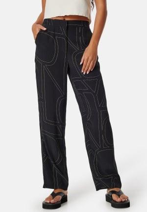 ONLY Onldea Palazzo Pants S/32 Black AOP:AOP Hverdagsbukser Dam