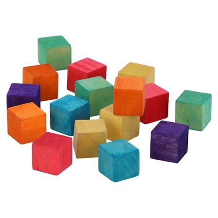Sammanställningsspel - byggspel - manipulationsspel Innspiro - 99580 - Färgade träbitar 12 x 12 x 12 mm. 72 st.