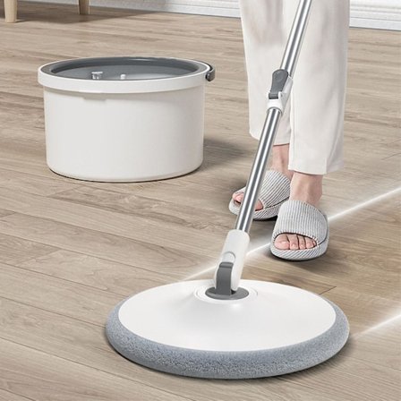 Husholdnings Spin Mop med Spand Håndfri Vask Gulv Mop til Rengøring af Badekar Toilet Overflader
