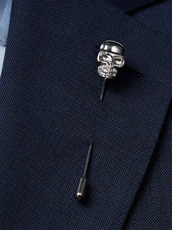 John Henric Herr Silver Lapel Pin Skalle Storlek Onesize