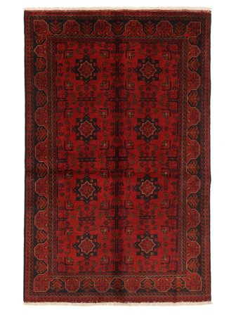 Annodato A Mano Afghan Khal Mohammadi Tappeto 125X194 Di Lana Nero/Rosso Scuro Piccolo