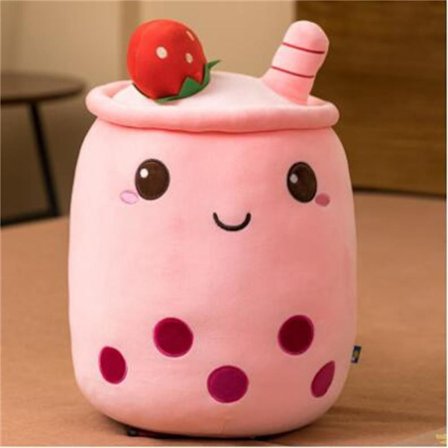 Pehmeä täytetty pehmotyyny Bubble Tea Boba kuppikuvioinen PUNKKA 23cm