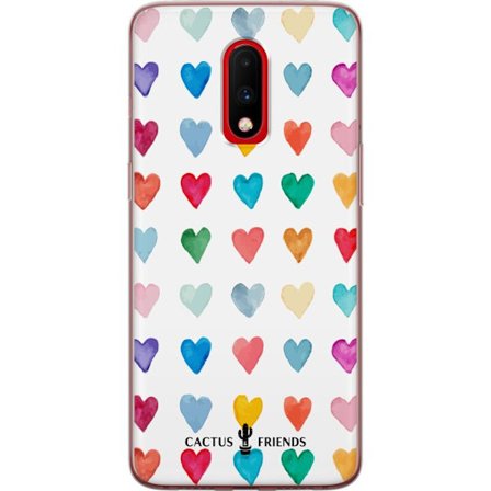 Kompatibel Mobilcover til OnePlus OnePlus 7 Cactus and Friends - Watercolor Love Grid
