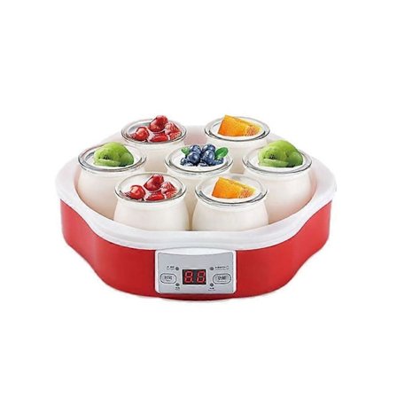 Kompakt yoghurtmaskine med 7 glas, 100% BPA-fri, perfekt til hjemmelavet yoghurt