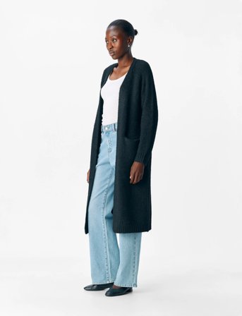 Object Objmilu Ls Lo Long Knit Cardigan Noos - Black - M