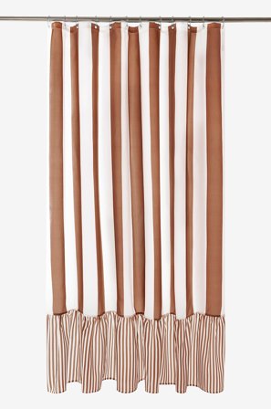 Jotex - Dusjforheng Med Volangen Tobakk/off-white - ANDREA - Kjøp Dusjforheng hos Jotex