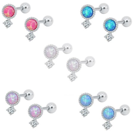 Tragus Piercing Ørestik Opal Titan Stål