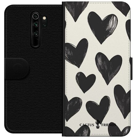 Kompatibelt Lommeboketui til Xiaomi Xiaomi Redmi Note 8 Pro Cactus and Friends - Bold Black Love Pattern