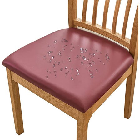 Vedenpitävä tuolinpäällinen, PU-nahkainen tuolin istuinsuoja, 4 kpl joustavia pestäviä tuolinpäällisiä ravintolaan - viininpunainen - 4 kpl
