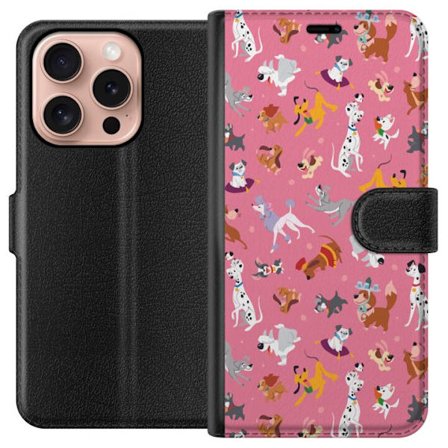 Kompatibelt Plånboksfodral till Apple Apple iPhone 16 Pro Söt Hundmönster i Rosa Lekfull Cartoon Stil