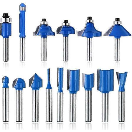 15 Delar Fräsbits, 1/4"(6.35mm) Skaft Volframkarbid Hörnkantverktyg, Spårbits Not För Spånskiva, Träfräs, Fräs B