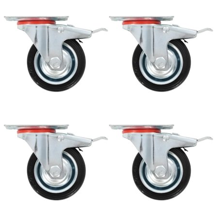 Länkhjul med dubbla bromsar 4 st 75 mm