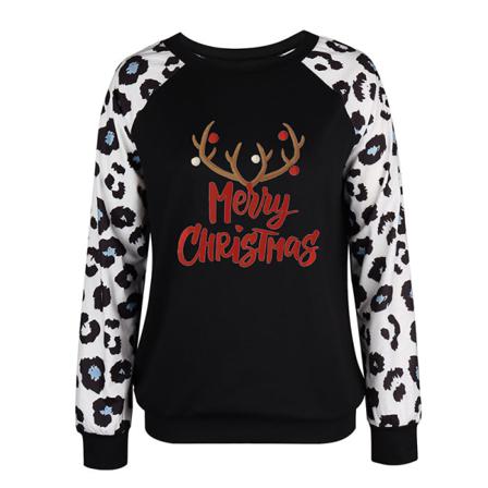 Dam Xmas Pläd Långärmad T-shirt Bokstäver Print Pullover