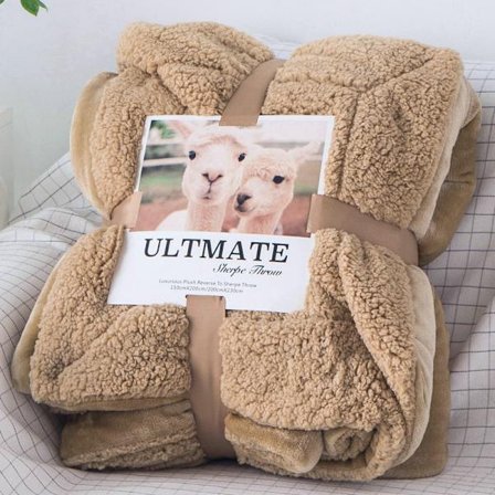 Lite pledd med lammeull, dobbel tykkelse, varm