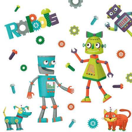 Robot Robot Katt Robot Hund Skruv Väggdekal Vardagsrum Sovrum