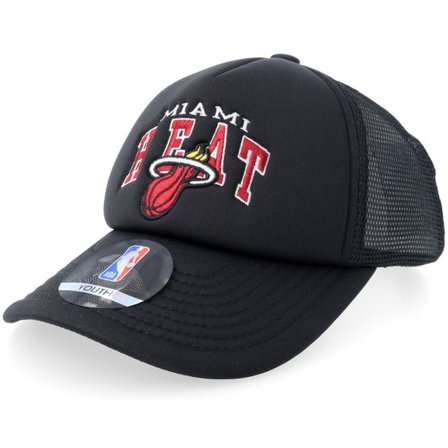 Outerstuff - NBA Svart trucker Keps - "Kids Miami Heat NBA Foam Black A-frame Trucker " @ Hatstore