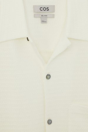 COS Men's Camicia A Maniche Corte In Cotone Seersucker in Bianco