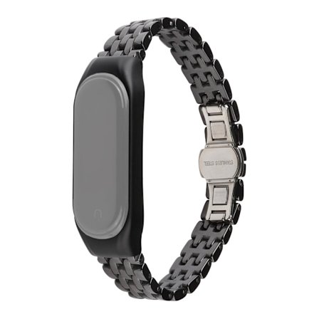 Xiaomi Mi Smart Band 4 / 3 elegant klockarmband i keramik + rostfritt stål - Fem Pärlor Svart