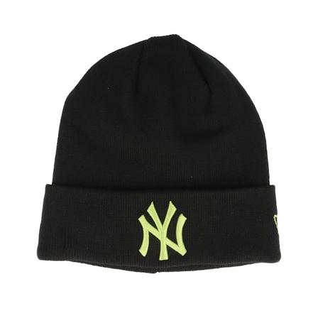 New Era - New York Yankees League Essential Black/Neon Green Cuff Cuff Black Beanie - MLB @ Hatstore
