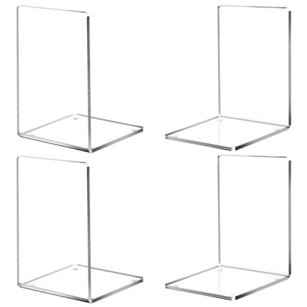 Kirjatuki Akryyli 4-pakkaus, läpinäkyvä kirjatuki, uudelleenkäytettävä kirjatuki, kirjanpidike sopii kouluun toimistoon kirjastoon makuuhuoneeseen 