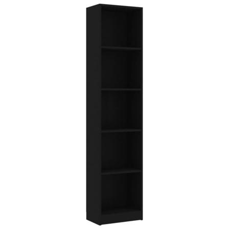 Vidaxl Bokhylla 5 Hyllor Svart 40x24x175 Cm Konstruerat Trä Svart