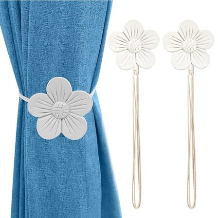 1 par vintage magnetiske gardinholdere, hvid