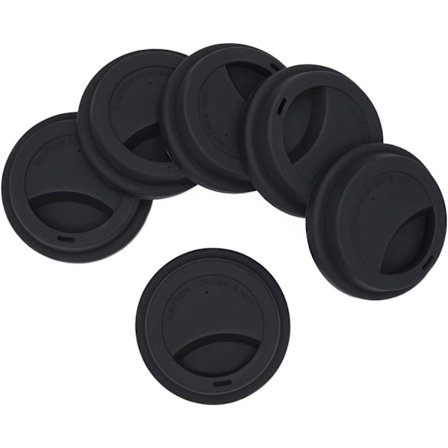 Silikonlock för dryckeskopp, spillsäkra lock, återanvändbara lock för kaffemuggar, kaffekoppslock, 6 st - Svart-Perfet_tfrf