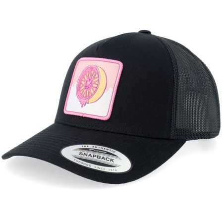 Gearshift - Svart trucker Keps - Pink Doughnut Rim Black A-frame Trucker @ Hatstore