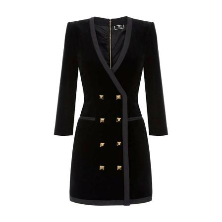 Elisabetta Franchi Elisabetta Franchi Black Velvet Frakke Kjole Sort, Dame