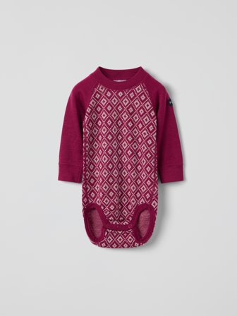 Langärmliger Body Merinowolle Jacquard - 50|56 - kinderbekleidung - pink - Polarn O. Pyret